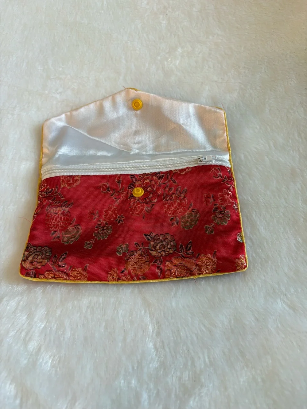 Red Floral Brocade jewelry pouches Envelope Clutch style -